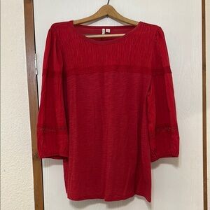 Cato Elegant Red Blouse with Lace Detail